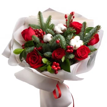 Ruby and Cotton Winter Bouquet – view 2
