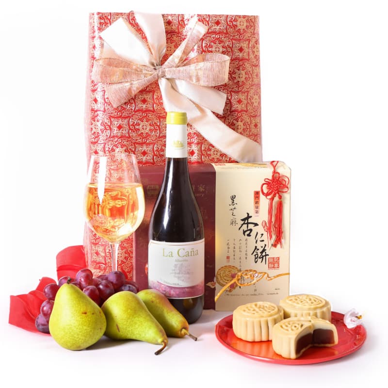 White Wine Fruit and Mooncakes Mid Autumn Festival Gift